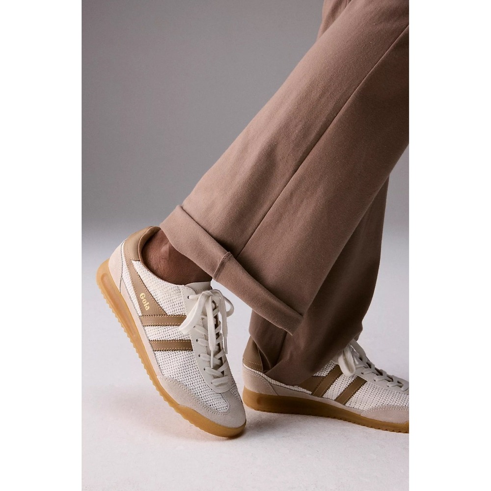 Gola x Anthropologie Tornado Zephyr  Sneakers  7 Ivory Tan Crochet Mesh Gum Sole